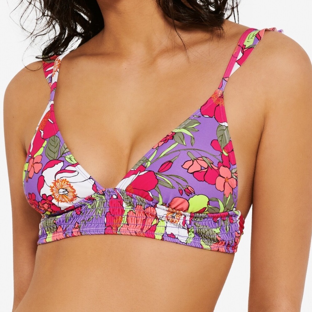 Hula Honey Impressionist Bloom Bikini Top Junior’s Medium Nwt Swimsuit
